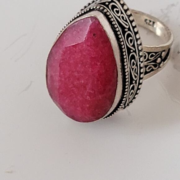 Sterling Silver Pink Agate Ring – Bohemian Statement Jewelry – Size 8.5 - Picture 12 of 13
